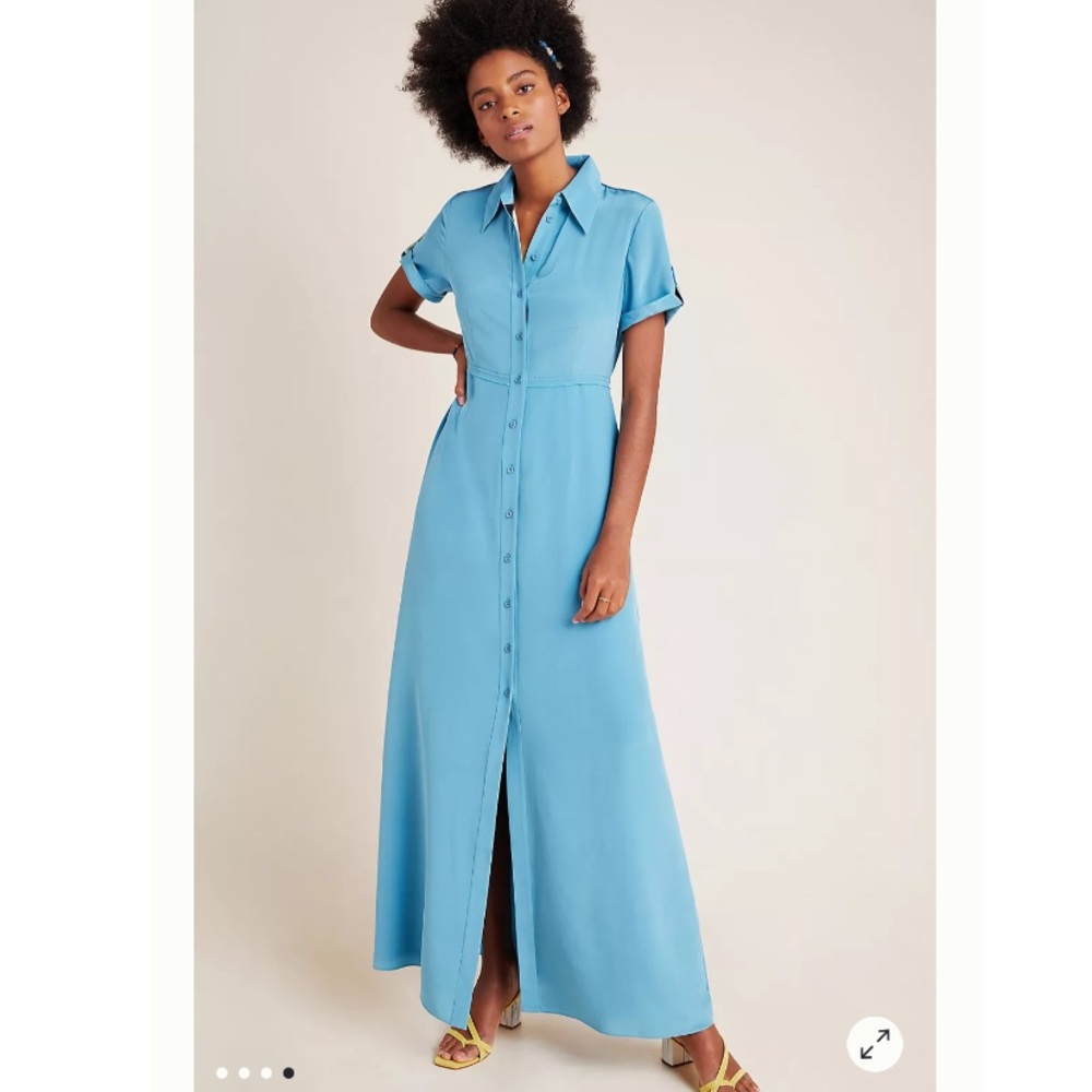 NWT Elegant DVF Blue Silk Maxi Dress Size 10